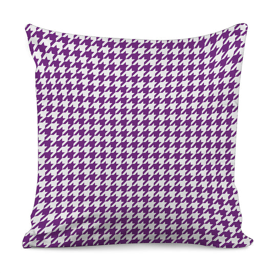 Purple And White Houndstooth Print Pillow Cover