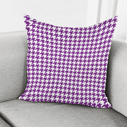 Purple And White Houndstooth Print Pillow Cover