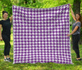 Purple And White Houndstooth Print Quilt