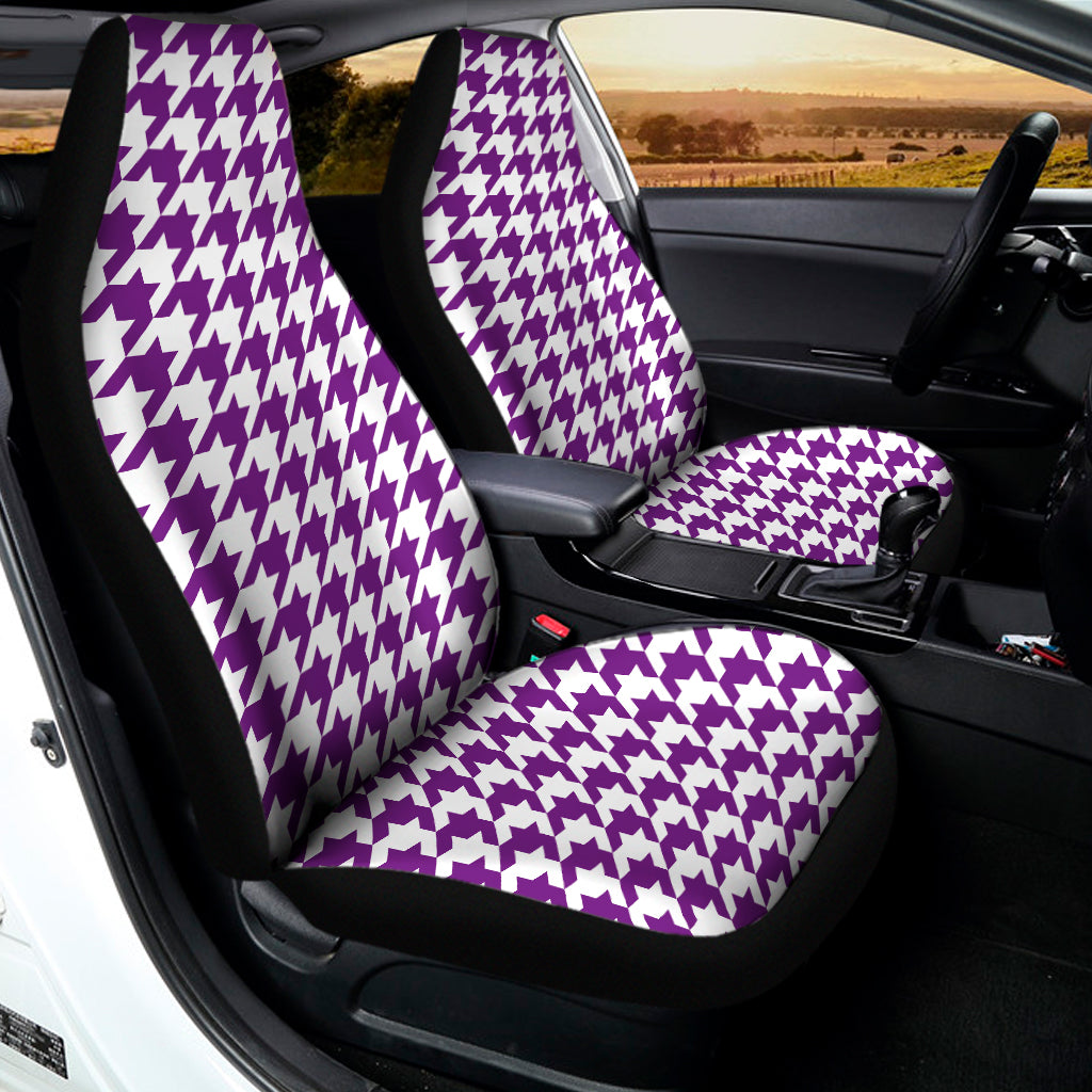 Purple And White Houndstooth Print Universal Fit Car Seat Covers