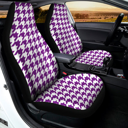 Purple And White Houndstooth Print Universal Fit Car Seat Covers