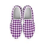 Purple And White Houndstooth Print White Slip On Shoes
