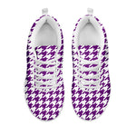 Purple And White Houndstooth Print White Sneakers