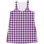 Purple And White Houndstooth Print Women's Racerback Tank Top