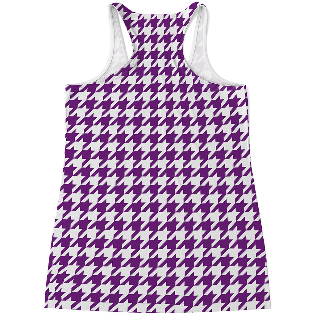 Purple And White Houndstooth Print Women's Racerback Tank Top
