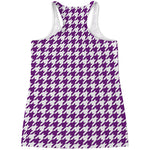 Purple And White Houndstooth Print Women's Racerback Tank Top