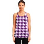 Purple And White Houndstooth Print Women's Racerback Tank Top