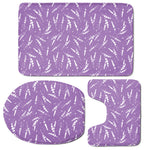 Purple And White Lavender Pattern Print 3 Piece Bath Mat Set