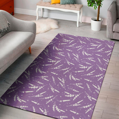 Purple And White Lavender Pattern Print Area Rug