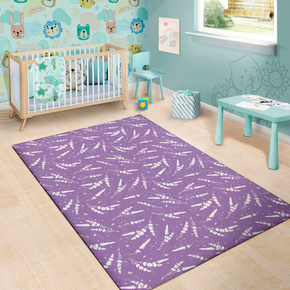 Purple And White Lavender Pattern Print Area Rug