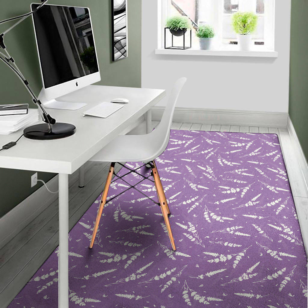 Purple And White Lavender Pattern Print Area Rug