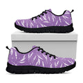 Purple And White Lavender Pattern Print Black Running Shoes