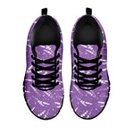 Purple And White Lavender Pattern Print Black Sneakers