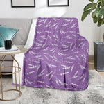 Purple And White Lavender Pattern Print Blanket
