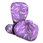 Purple And White Lavender Pattern Print Boxing Gloves