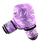 Purple And White Lavender Pattern Print Boxing Gloves
