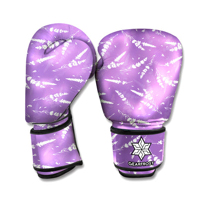Purple And White Lavender Pattern Print Boxing Gloves