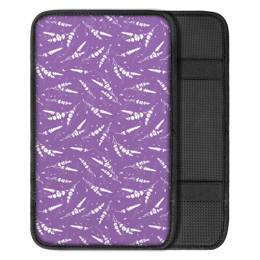 Purple And White Lavender Pattern Print Car Center Console Cover