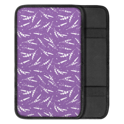 Purple And White Lavender Pattern Print Car Center Console Cover