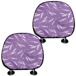 Purple And White Lavender Pattern Print Car Headrest Covers