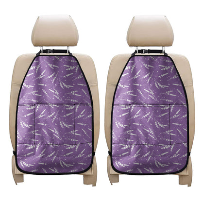 Purple And White Lavender Pattern Print Car Seat Organizers
