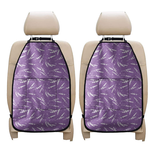 Purple And White Lavender Pattern Print Car Seat Organizers