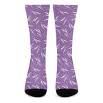 Purple And White Lavender Pattern Print Crew Socks