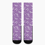 Purple And White Lavender Pattern Print Crew Socks