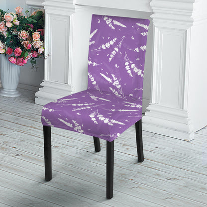 Purple And White Lavender Pattern Print Dining Chair Slipcover