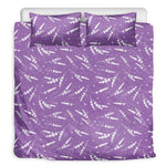 Purple And White Lavender Pattern Print Duvet Cover Bedding Set