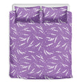 Purple And White Lavender Pattern Print Duvet Cover Bedding Set