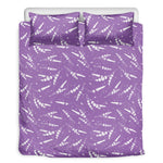 Purple And White Lavender Pattern Print Duvet Cover Bedding Set