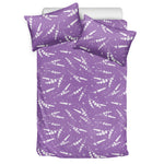 Purple And White Lavender Pattern Print Duvet Cover Bedding Set