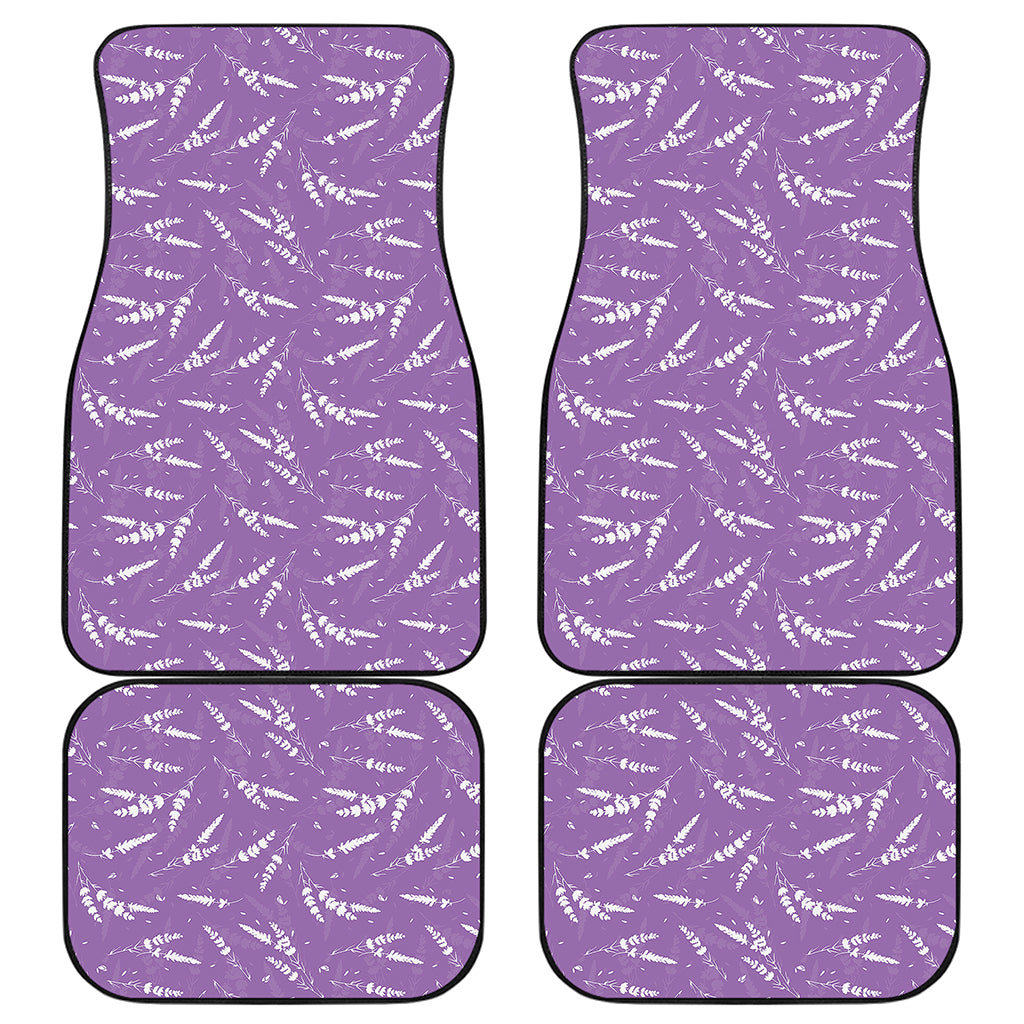 Purple And White Lavender Pattern Print Front and Back Car Floor Mats