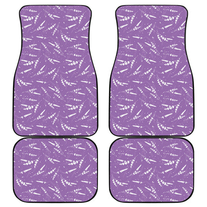 Purple And White Lavender Pattern Print Front and Back Car Floor Mats