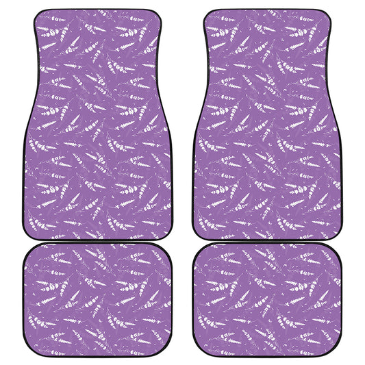 Purple And White Lavender Pattern Print Front and Back Car Floor Mats