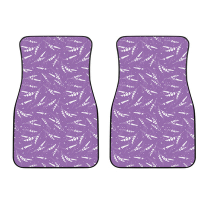 Purple And White Lavender Pattern Print Front Car Floor Mats