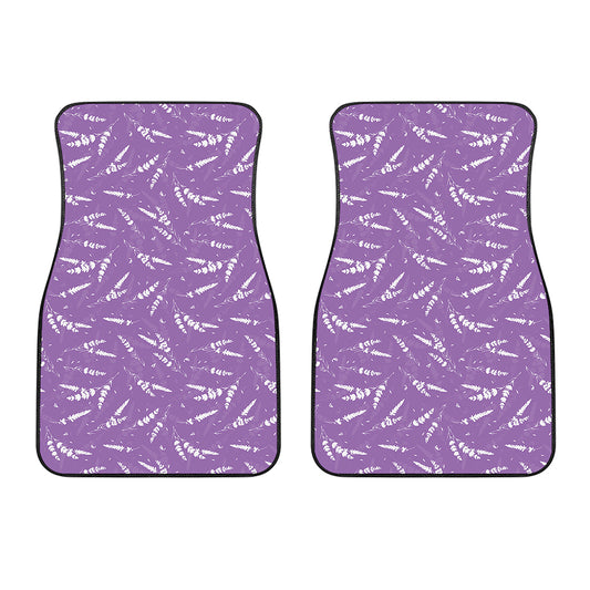 Purple And White Lavender Pattern Print Front Car Floor Mats