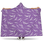 Purple And White Lavender Pattern Print Hooded Blanket