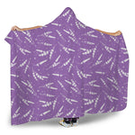 Purple And White Lavender Pattern Print Hooded Blanket