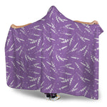 Purple And White Lavender Pattern Print Hooded Blanket