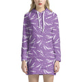 Purple And White Lavender Pattern Print Pullover Hoodie Dress