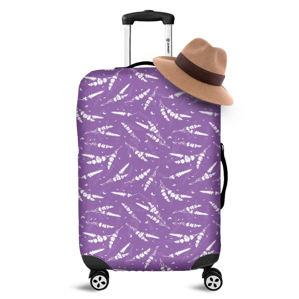 Purple And White Lavender Pattern Print Luggage Cover