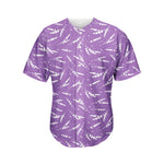 Purple And White Lavender Pattern Print Men's Baseball Jersey