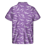 Purple And White Lavender Pattern Print Men's Short Sleeve Shirt
