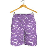 Purple And White Lavender Pattern Print Men's Shorts