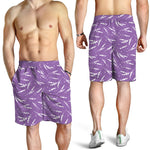 Purple And White Lavender Pattern Print Men's Shorts
