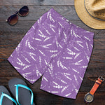 Purple And White Lavender Pattern Print Men's Shorts