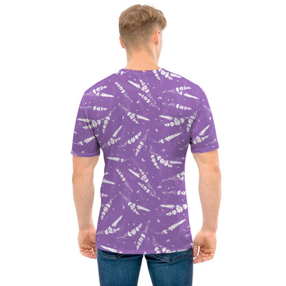 Purple And White Lavender Pattern Print Men's T-Shirt