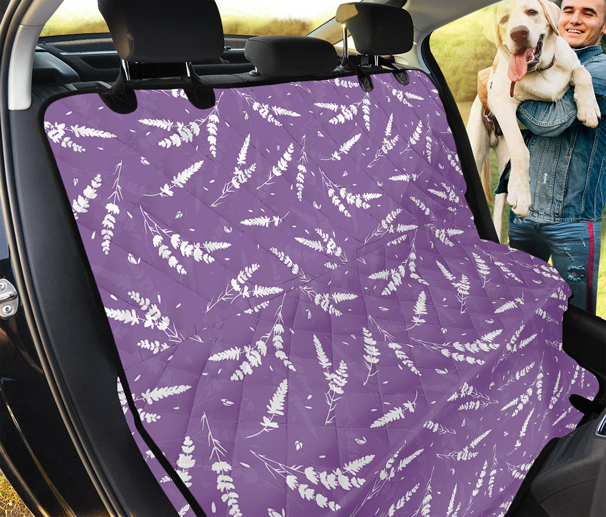 Purple And White Lavender Pattern Print Pet Car Back Seat Cover